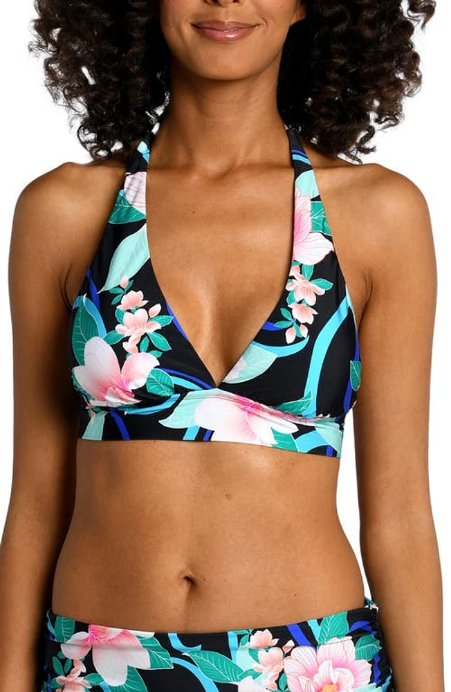 La Blanca Nightfall Banded Halter Bikini Top Black at Nordstrom,