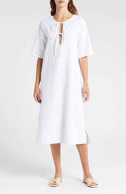 Nordstrom Tie Keyhole Cover-Up Midi Dress at Nordstrom,