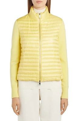 Moncler Quilted Down & Knit Cardigan in Yellow at Nordstrom, Size Small