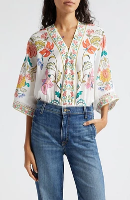 FARM Rio Floral Print Bodysuit Off-White at Nordstrom,