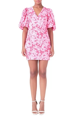 Endless Rose Floral Cotton Minidress Red/Pink at Nordstrom,