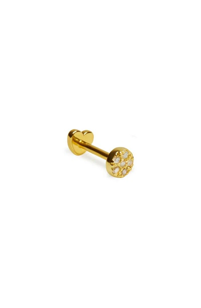 Argento Vivo Sterling Silver Pavé Cubic Zirconia Flat Back Single Stud Earring in Gold at Nordstrom