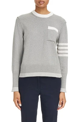 Thom Browne 4-Bar Cotton Crewneck Sweater Light Grey at Nordstrom, Us