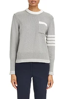 Thom Browne 4-Bar Cotton Crewneck Sweater Light Grey at Nordstrom, Us