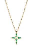 Bony Levy El Mar Emerald & Diamond Cross Pendant Necklace in 18K Yellow Gold at Nordstrom