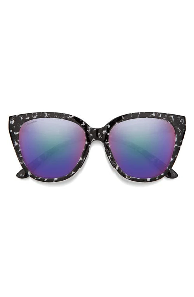 Smith Era 55mm ChromaPop Polarized Cat Eye Sunglasses in Black Marble /Violet Mirror at Nordstrom