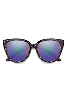 Smith Era 55mm ChromaPop Polarized Cat Eye Sunglasses in Black Marble /Violet Mirror at Nordstrom