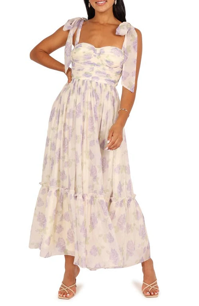 Petal & Pup Floret Bow Strap Midi Sundress Lavender at Nordstrom,