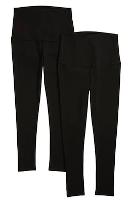 Angel Maternity 2-Pack Belly Support 7/8 Leggings Black at Nordstrom,