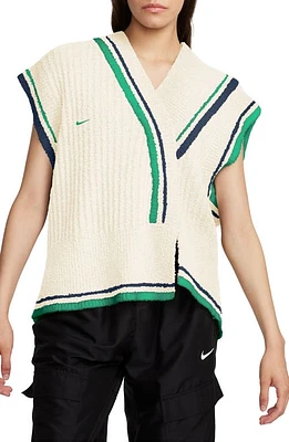 Nike Sportswear Collection Stripe Trim Sweater Vest Sail/Obsidian at Nordstrom,