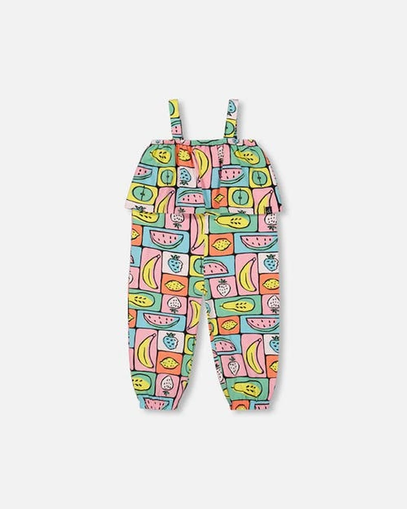 Deux Par Deux Baby Girl's Organic Cotton Jersey Jumpsuit Printed Fruits Square at Nordstrom