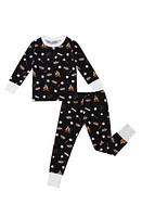 Peregrine Kidswear S'mores Fitted Two-Piece Pajamas Black at Nordstrom,