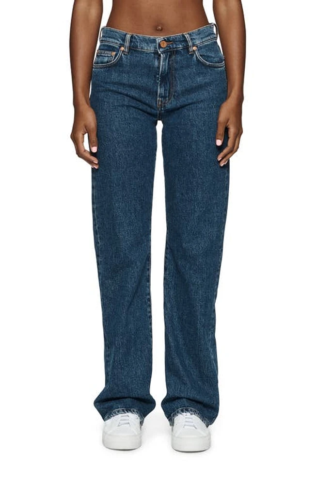 PURPLE BRAND Back Cutout Slim Straight Leg Jeans Dark Indigo at Nordstrom,