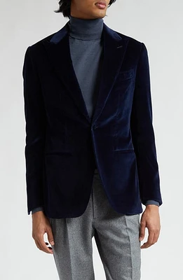 Thom Sweeney Peak Lapel Velveteen Dinner Jacket Navy at Nordstrom, Us