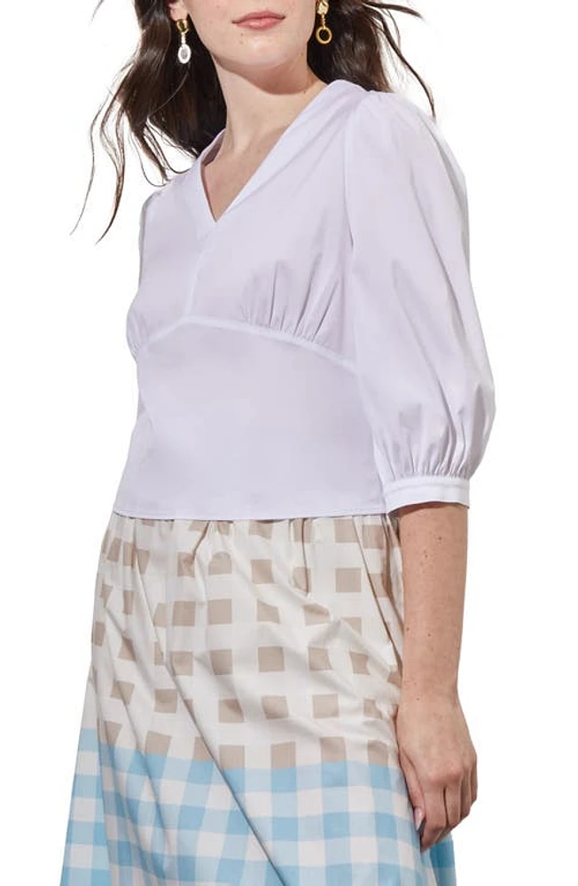 Ming Wang Bishop Sleeve Top White at Nordstrom,