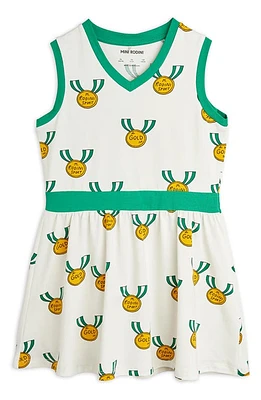 Mini Rodini Kids' Medals Print Organic Cotton Sleeveless Dress Grey at Nordstrom,