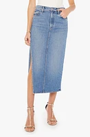 MOTHER The Split Second Denim Midi Skirt Strike A Pose at Nordstrom,