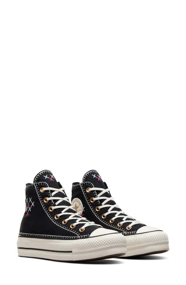 Converse Chuck Taylor All Star Lift High Top Sneaker Black/Egret/Gold at Nordstrom,