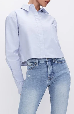 Good American Crop Cotton Oxford Button-Up Shirt at Nordstrom,