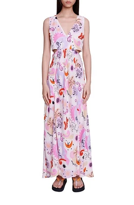 maje Rillosio Sleeveless Cutout Silk Maxi Dress Print Paradisio at Nordstrom,