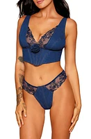 Dreamgirl Embroidered Trim Denim Bustier & Thong at Nordstrom