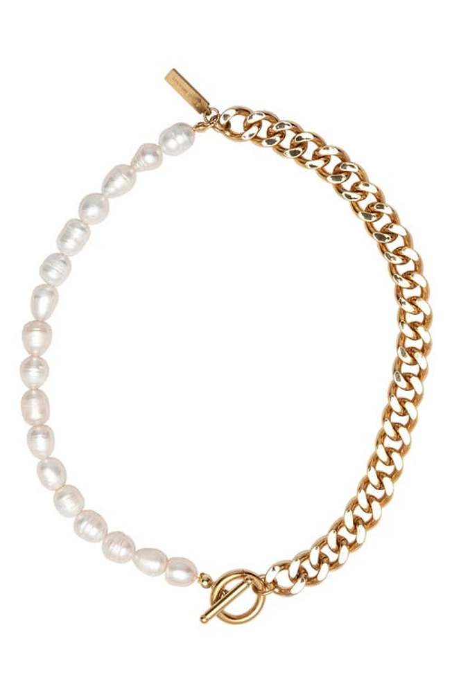 st. Moran Freshwater Pearl & Curb Chain Necklace in White at Nordstrom