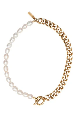 st. Moran Freshwater Pearl & Curb Chain Necklace in White at Nordstrom