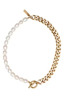 st. Moran Freshwater Pearl & Curb Chain Necklace in White at Nordstrom