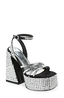 AZALEA WANG Katherine Ankle Strap Platform Sandal in Silver at Nordstrom, Size 8.5