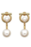 FERRAGAMO Gancio Imitation Pearl Drop Earrings in Gold /Pearl at Nordstrom