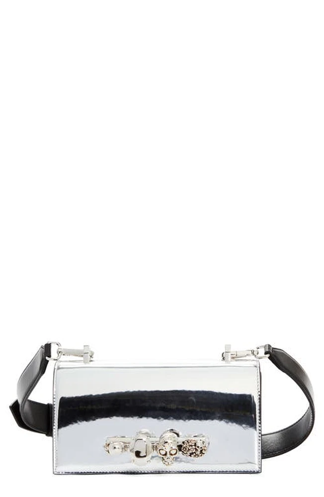 Alexander McQueen The Knuckle Metallic Satchel in Silver/Black at Nordstrom