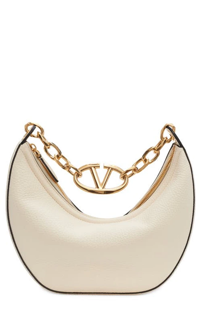 Valentino Garavani Small VLOGO Moon Hobo Bag with Chain in Ivory at Nordstrom