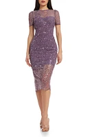 Dress the Population Lia Sequin Illusion Mesh Overlay Midi Cocktail at Nordstrom,