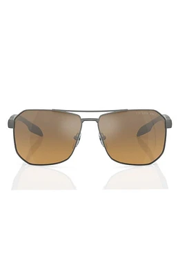 PRADA SPORT 62mm Oversize Gradient Polarized Pillow Sunglasses in Rubber Gunmetal at Nordstrom