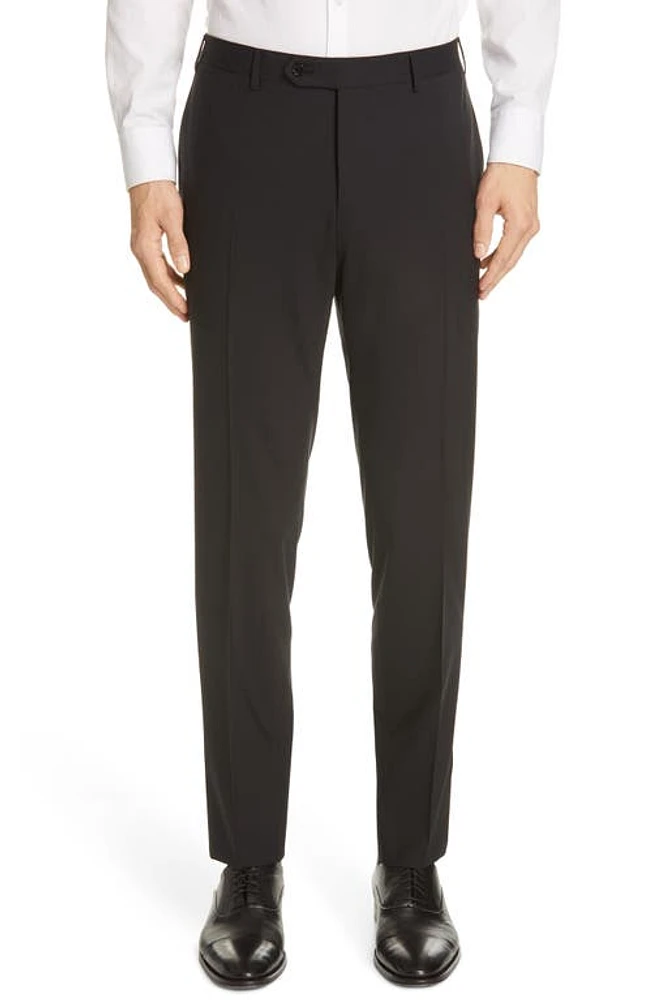 Canali Flat Front Classic Fit Solid Stretch Wool Dress Pants at Nordstrom