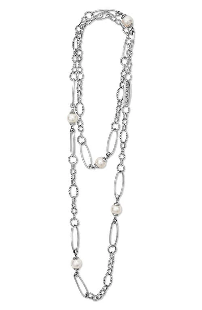 LAGOS Luna Freshwater Pearl Station Necklace in Gold at Nordstrom