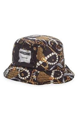 Moschino Jewelry Print Nylon Bucket Hat 1555 Fantasy Black at Nordstrom,