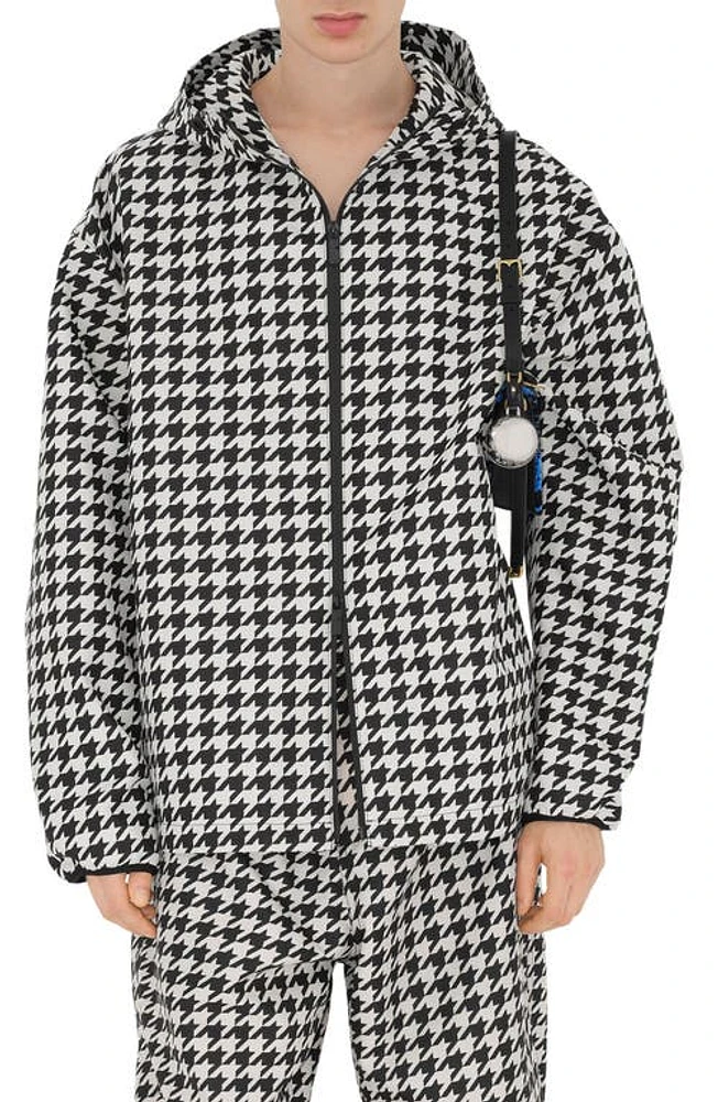 burberry Relaxed Fit Houndstooth Check EKD Patch Jacket Black Ip Pat at Nordstrom,