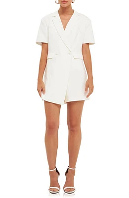 Endless Rose Double Breasted Blazer Romper White at Nordstrom,