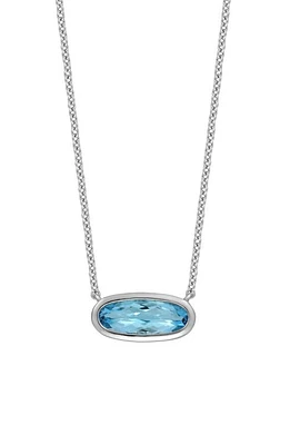 Bony Levy 14K Gold Sky Blue Topaz Oval Pendant Necklace in 14K White Gold at Nordstrom, Size 18