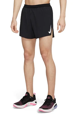 Nike AeroSwift 4" Running Shorts Black/White at Nordstrom,