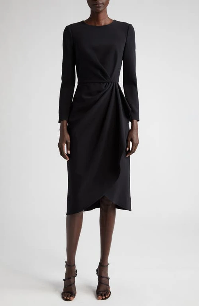 Carolina Herrera Pleated Long Sleeve Tulip Midi Dress at Nordstrom,