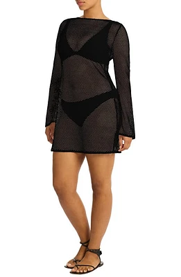 Sea Level Surf Long Sleeve Sheer Mesh Cover-Up Minidress at Nordstrom,