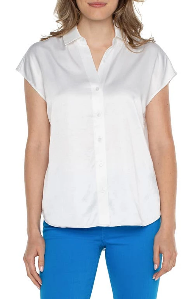 Liverpool Los Angeles Dolman Sleeve Satin Shirt White at Nordstrom,