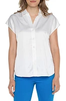 Liverpool Los Angeles Dolman Sleeve Satin Shirt White at Nordstrom,