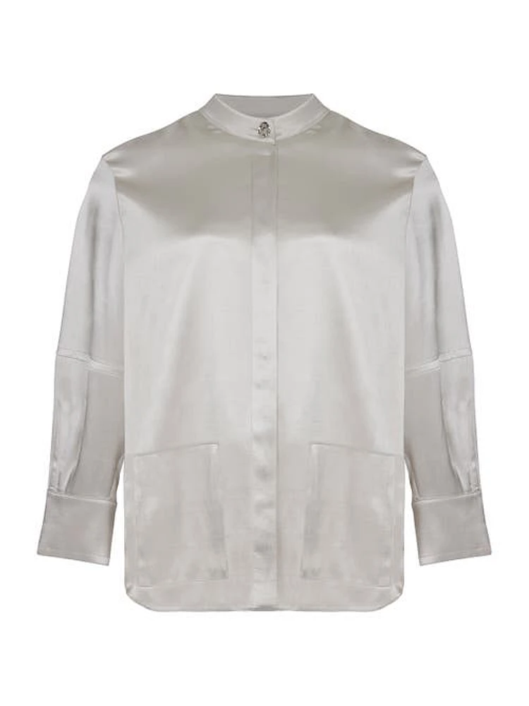 Nocturne Mandarin Collar Shirt in at Nordstrom