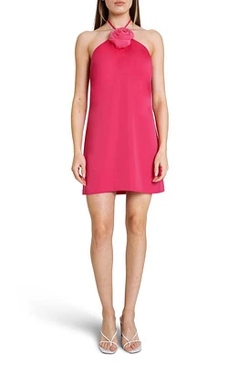 WAYF Lilibet Floral Halter Minidress Magenta at Nordstrom,