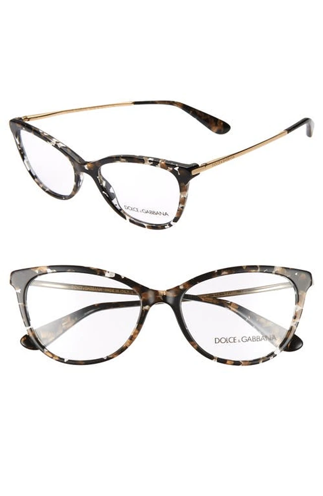 Dolce & Gabbana 54mm Optical Glasses in Black Spotted/Gold at Nordstrom