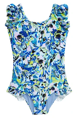 Boardies Kids' Amelia Ruffle One-Piece Swimsuit Blue at Nordstrom, Y