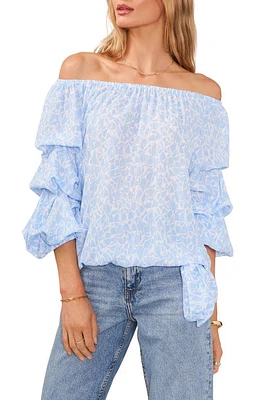 Vince Camuto Off the Shoulder Bubble Sleeve Top Airy Blue at Nordstrom,